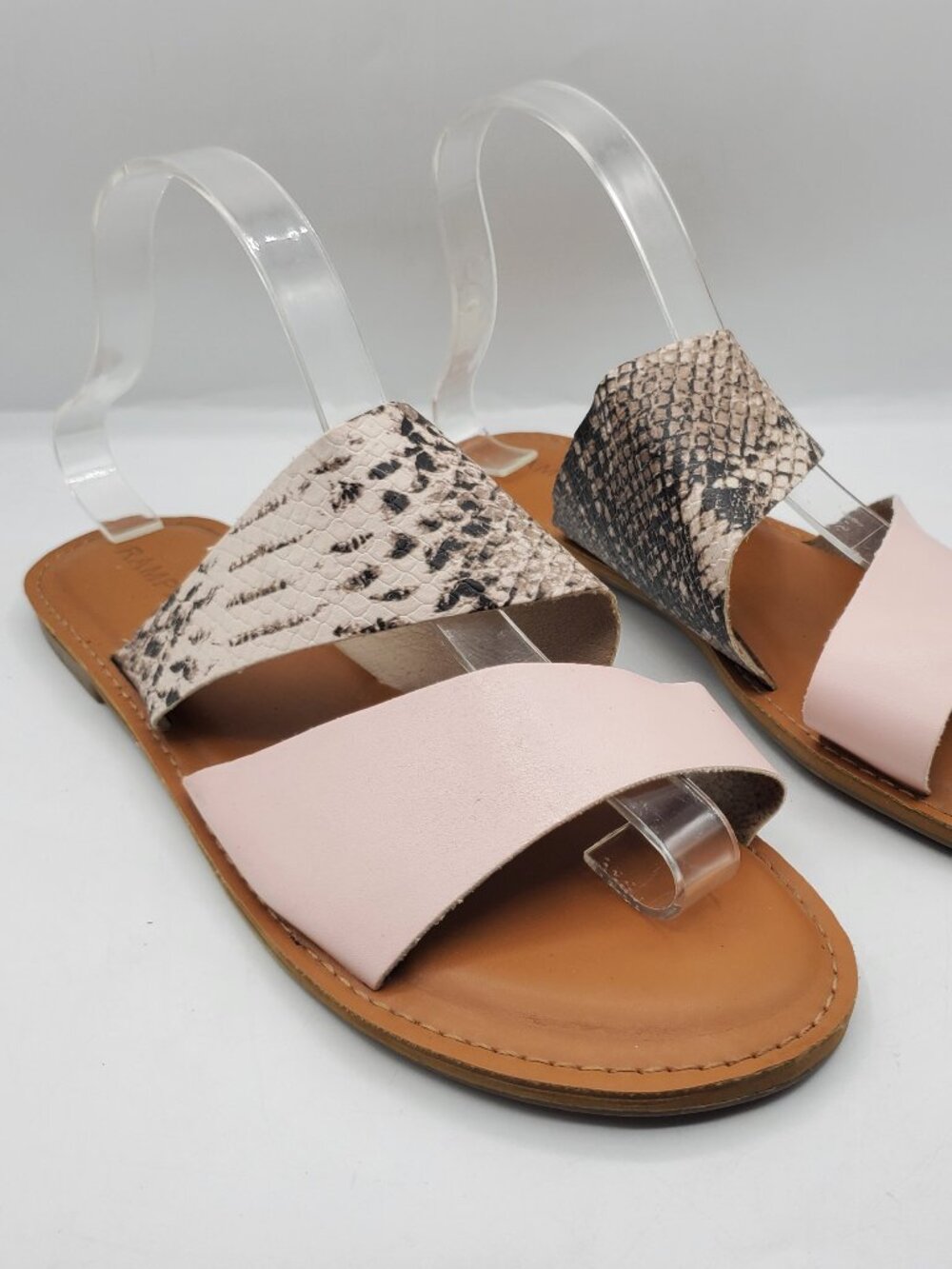 RAMPAGE MYA FAUX SNAKESKIN DUEL STRAP SANDALS